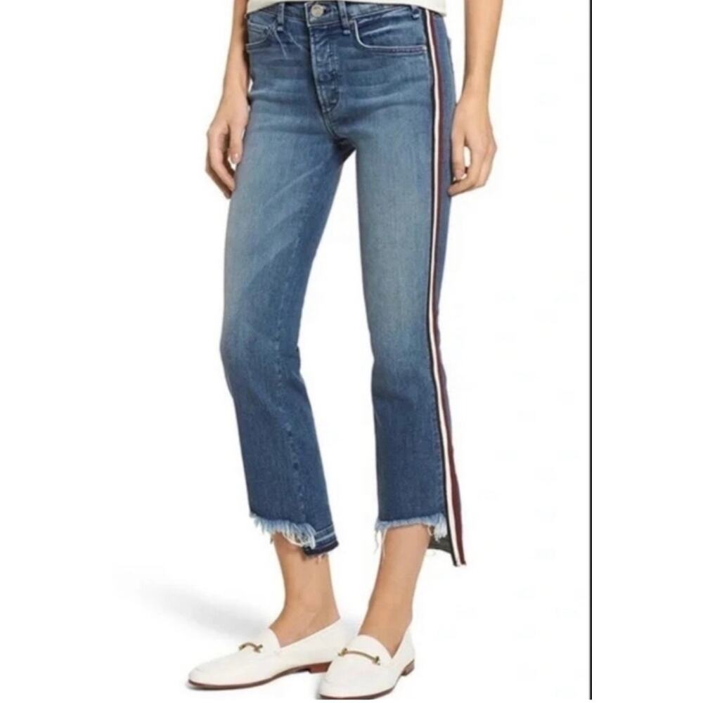 McGuire Ibiza Side Stripe Button Fly Step Hem Cropped Jeans 29